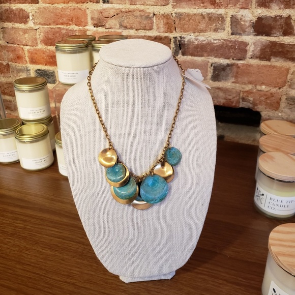 Brass Discs Verdigris Statement Necklace - Picture 4 of 4